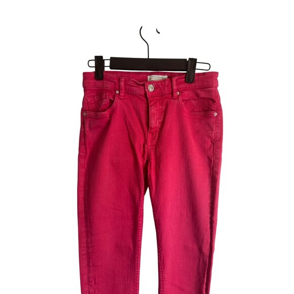 Zara Woman Premium Denim Collection Pink Skinny Jeans Frayed Hem Size 26 - Picture 5 of 13